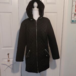 Braetan Quilted Black Hooded Puffer Jacket